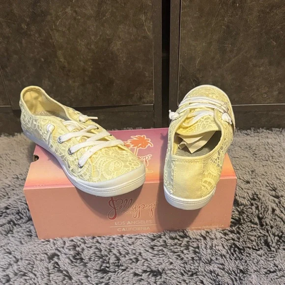Jellypop Yellow Lace-Up Women's Sneakers - Picture 5 of 8